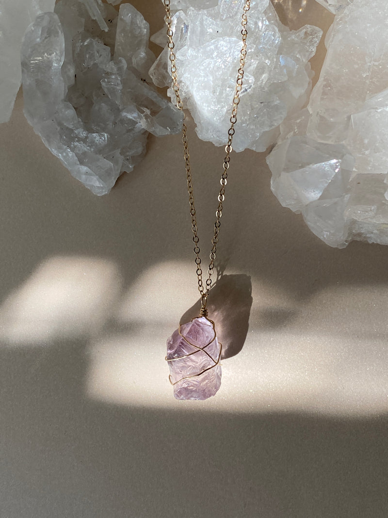 Blue Kyanite & Amethyst Crystal Silver Necklace – Mayan Rose